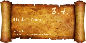 Biró Anna névjegykártya