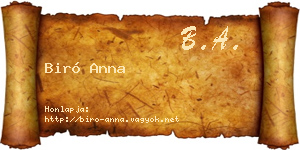 Biró Anna névjegykártya