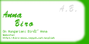 anna biro business card